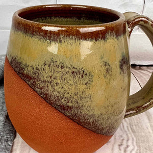 Fern Street Pottery Angle Dipped Caramel Mug | Made In Washington | Local Mugs from Indianola, Washington
