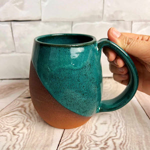 Fern Street Pottery Angle Dipped Teal Mug | Made In Washington | Local Mugs
