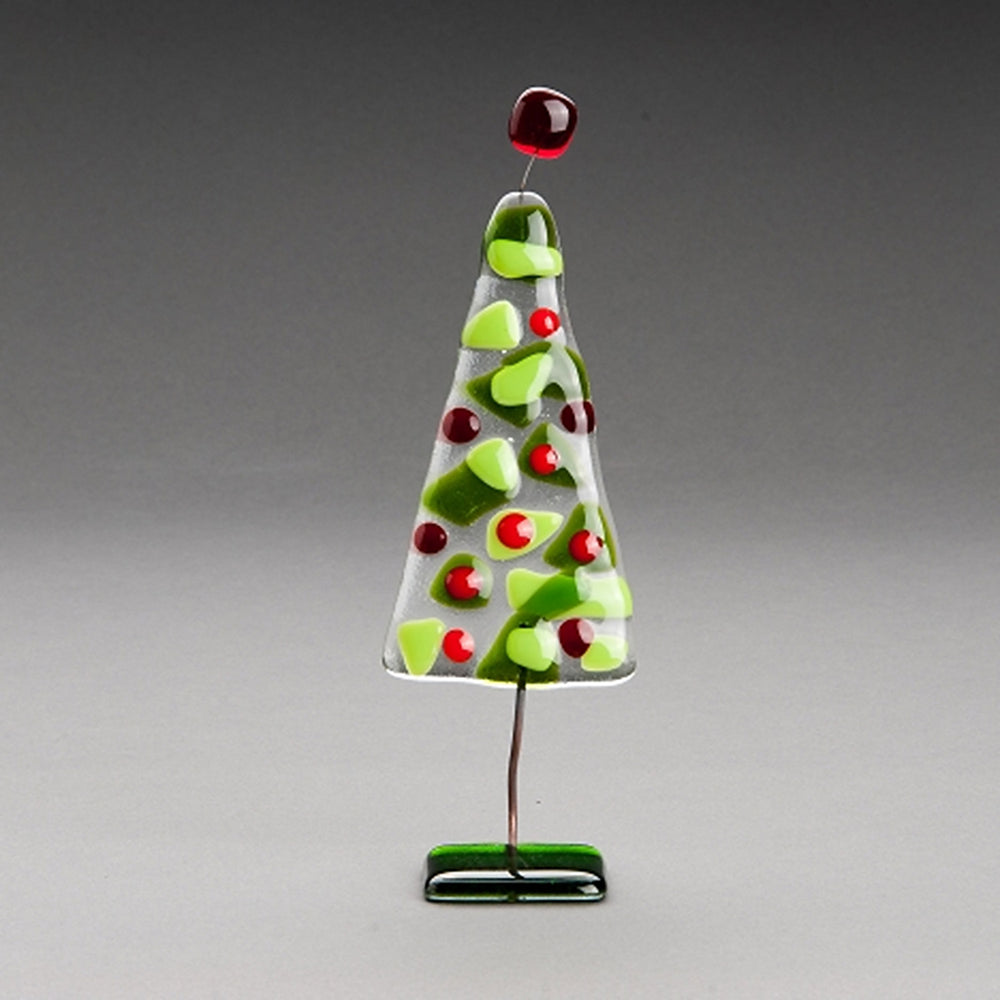 Glassfire Fused Glass | Made In Washington | Handmade Clear & Green Glass Tree 