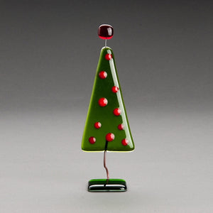 Glass Fire Ebba Krarup | Made In Washington | Fused Glass Christmas Tree Green & Red