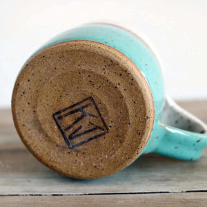 
            
                Load image into Gallery viewer, KJ Pottery White and Turquoise Mug |Made In Washington | Coffee Mugs Made In Spokane, Washington
            
        