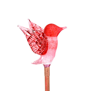 Jesse Kelly Blown Glass Pink Hummingbird | Made In Washington | Glass Garden Art