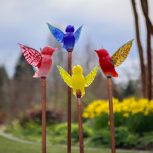 
            
                Load image into Gallery viewer, Jesse Kelly Blown Glass Pink Hummingbird | Made In Washington | Locally Made Art Glass Garden Collection
            
        