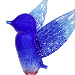 Jesse Kelly Blown Glass Cobalt Hummingbird | Made In Washington | Glass Garden Art