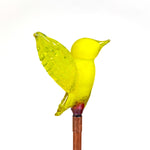 Jesse Kelly Blown Glass Yellow Hummingbird | Made In Washington | Blown Glass Garden Decor