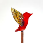 Jesse Kelly Blown Glass Red & Gold Hummingbird | Made In Washington | Garden Stake