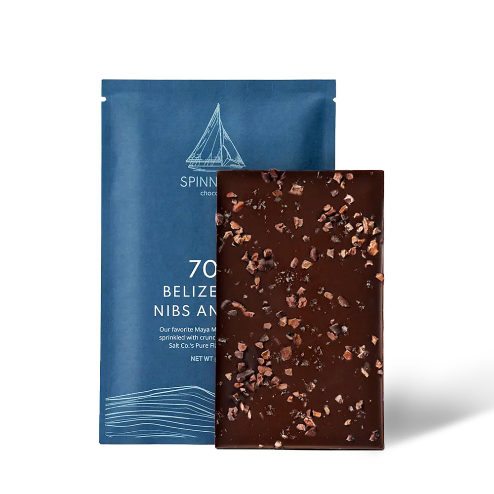 Spinnaker Chocolate Bar 70% Belize Nibs and Salt | Made In Washington | Local Chocolate Bars