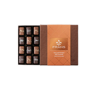 Fran's Chocolate - Gray & Smoked Caramels Classic Bronze Box, 20 piece