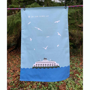 
            
                Load image into Gallery viewer, Buzzy Ferry Boat PNW Kitchen Towel | Made In Washington | Kitchen Gift Towel
            
        