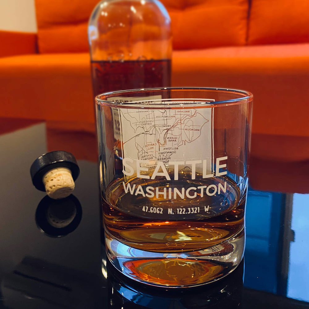 
            
                Load image into Gallery viewer, Narbo The Block Whiskey Glass | Made In Washington | Seattle Souvenir
            
        