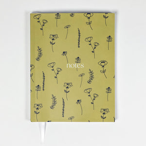 Sound & Circle Perfect Bound Notebook | Made In Washington | Mustard Floral | Local Gifts From Tacoma