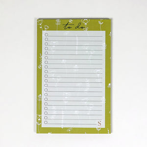 Sound & Circle Checklist Notepad | Made In Washington | Mustard Floral | Local Gifts From Tacoma