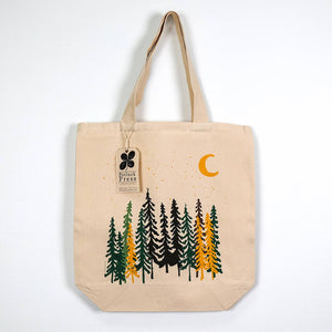 Potluck Press Totes | Made In Washington | Tall Trees & Moon Canvas Tote | Shopping Bag