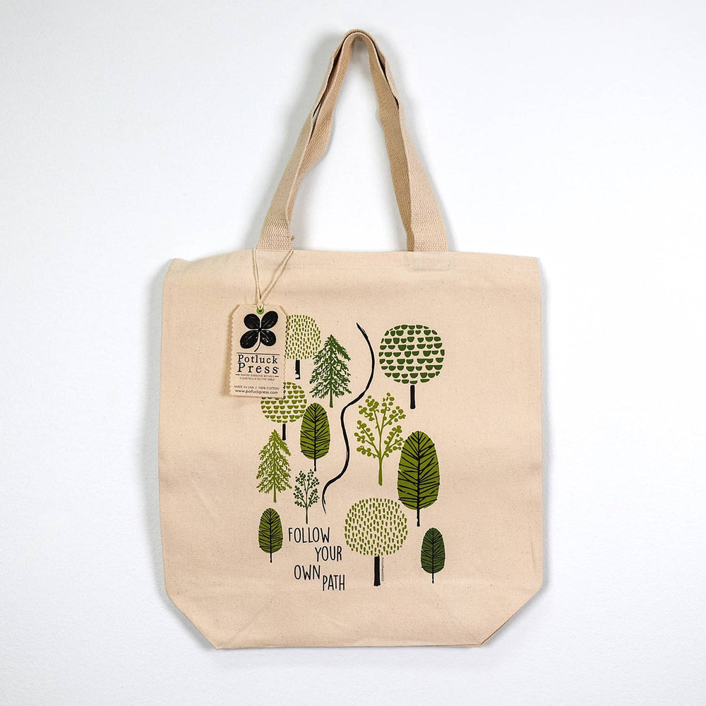 Potluck Press | Made In Washington | Follow Your Own Path Canvas Tote Bags | Reusable Shopping Bags
