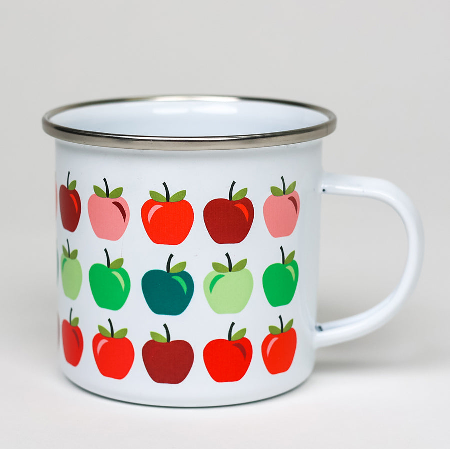 
            
                Load image into Gallery viewer, Potluck Press Multicolor Apples Enameled Mug | Made In Washington | Local Mug Gifts From Seattle
            
        