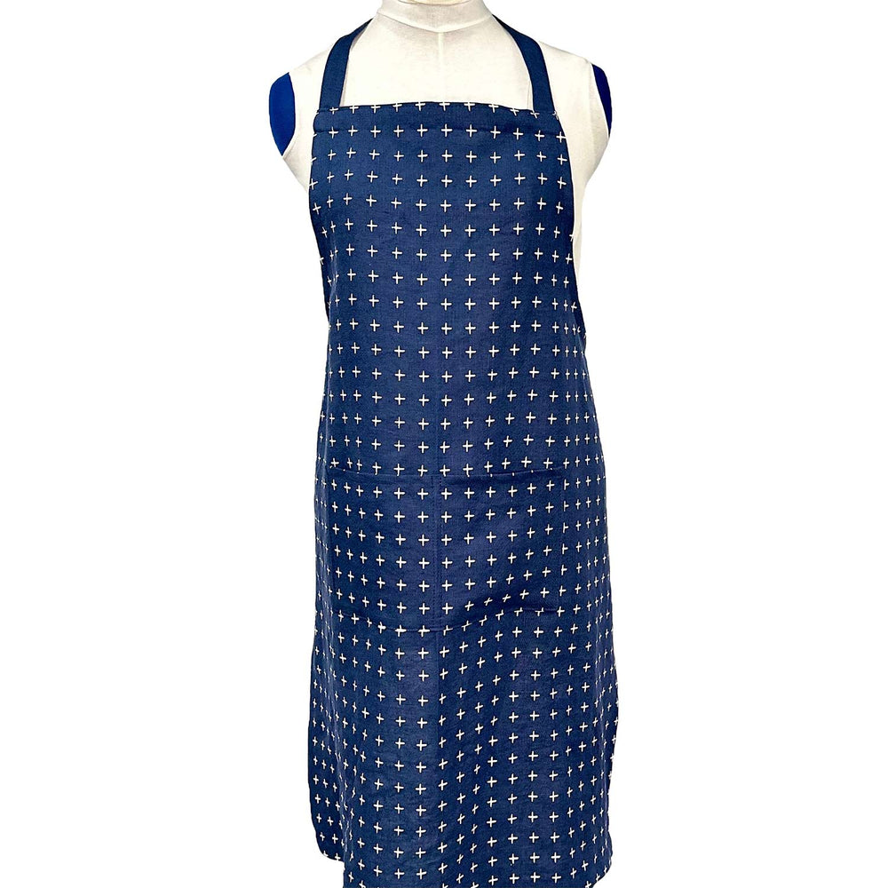 
            
                Load image into Gallery viewer, Northwest Makes Handsewn Linen Aprons | Made In Washington | Navy Blue Positive | Handcrafted in Issaquah
            
        
