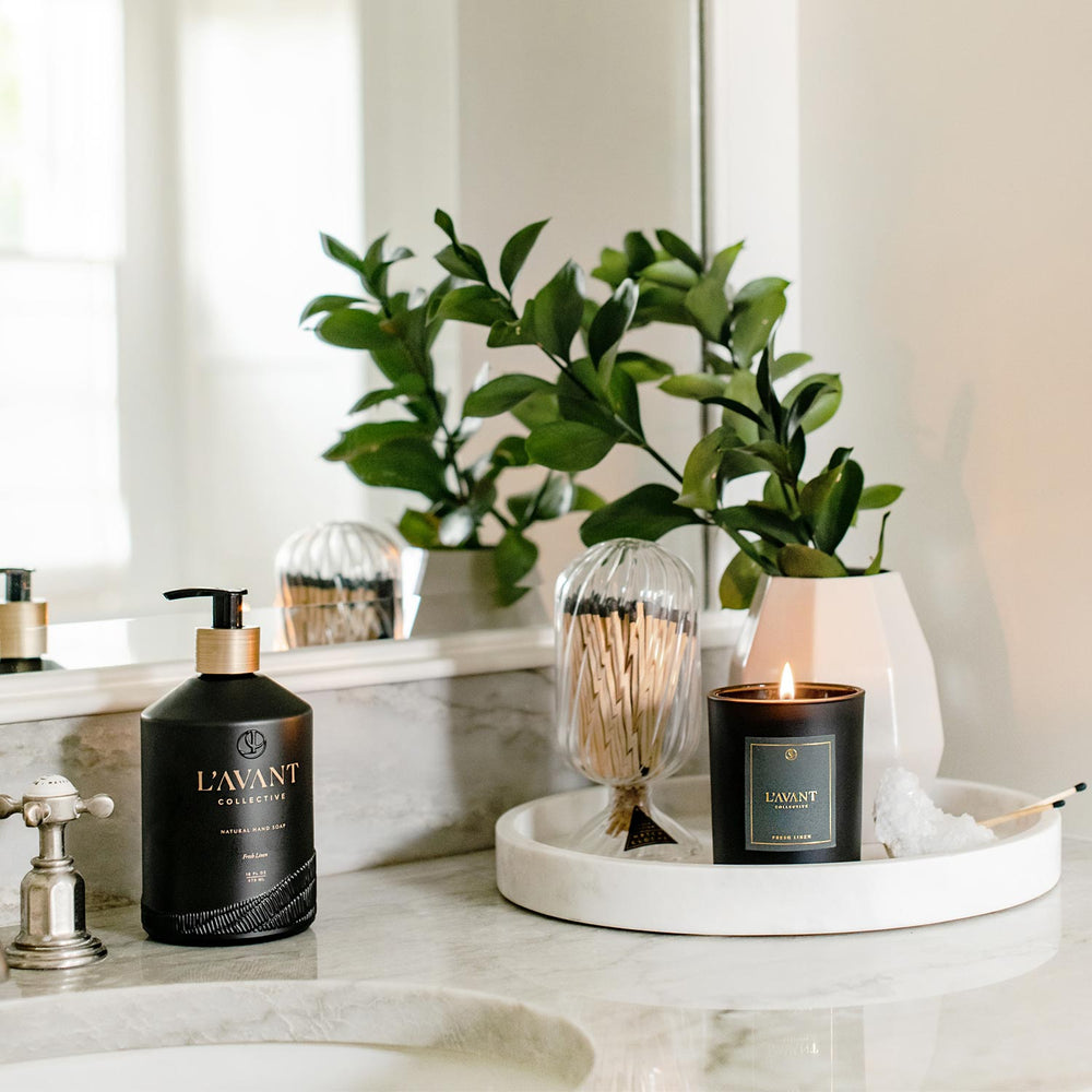 L'AVANT Luxury Candle Black Glass Jar | Made In Washington | Natural Candles | Fresh Linen