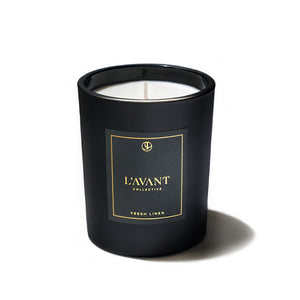 L'AVANT Luxury Candle Black Glass Jar | Made In Washington | Fresh Linen Scented Candle