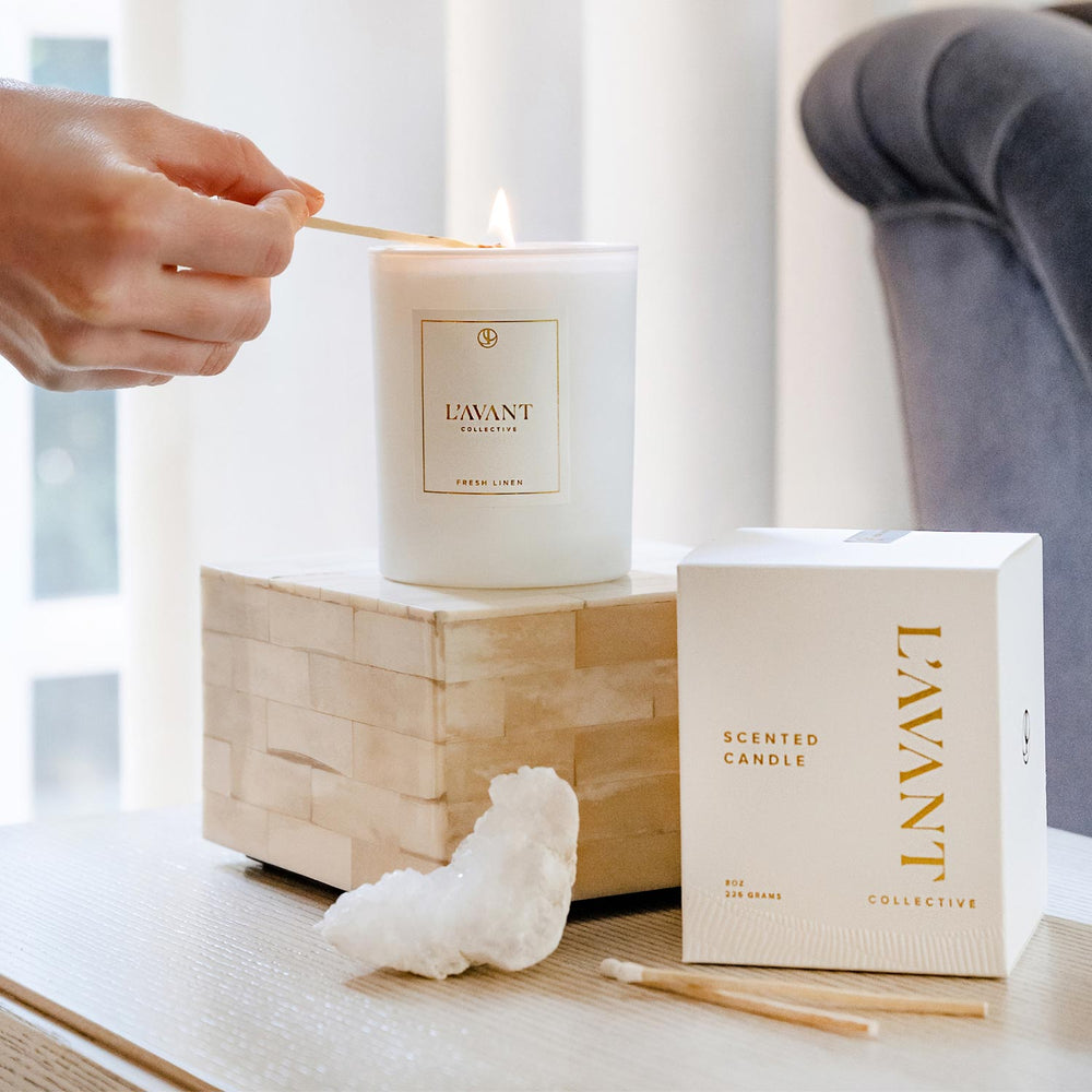 L'AVANT Collective Luxury Candle White Glass Jar | Made In Washington | Luxury Natural Candles