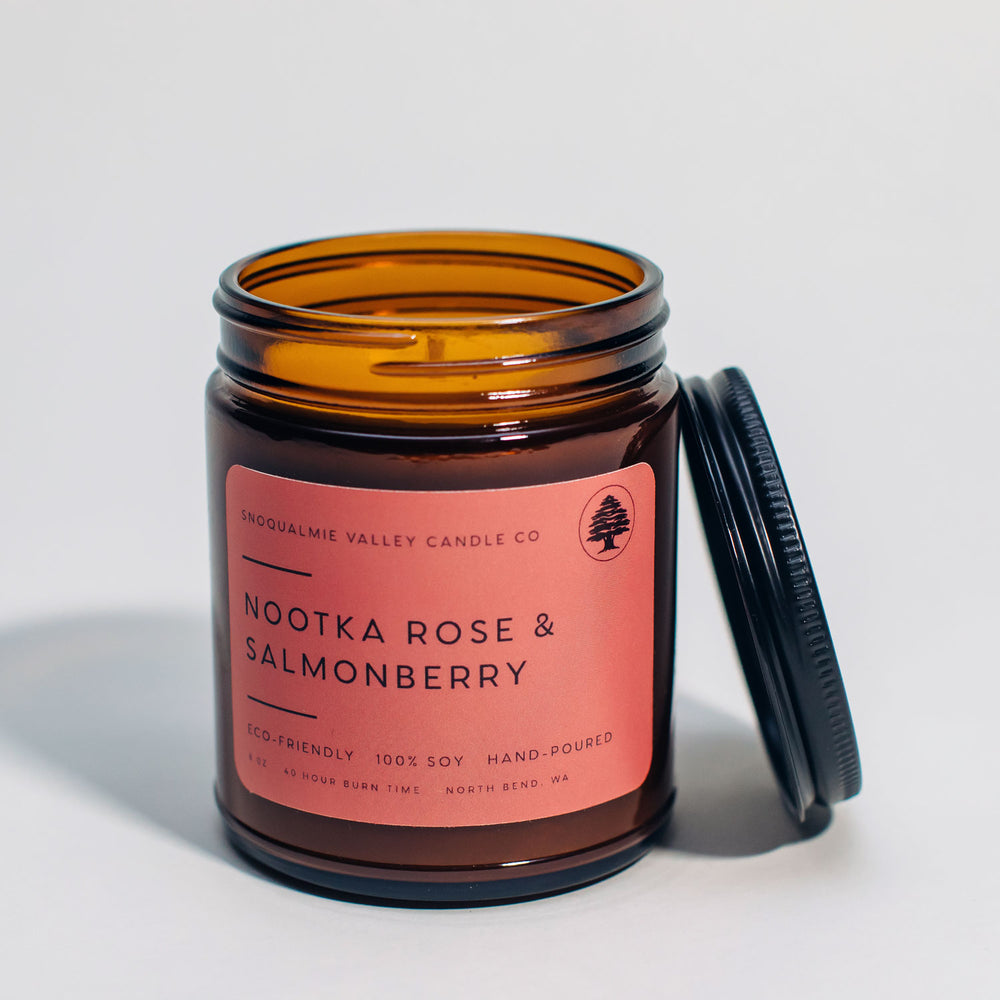 Snoqualmie Valley Nootka Rose Salmonberry Candle | Made In Washington | Handmade Local Candles