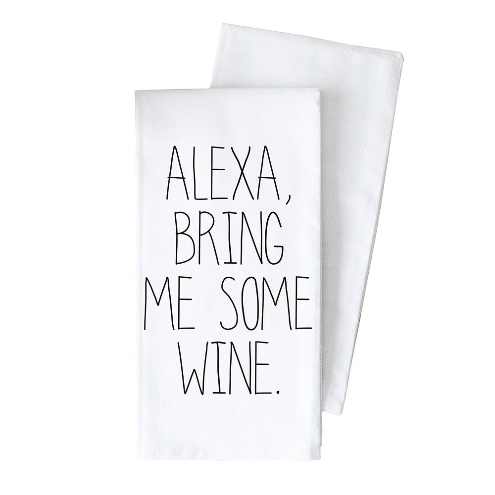 Porter Lane Home Alexa Bring Me Wine Tea Towel | Made In Washington | Gifts For Home