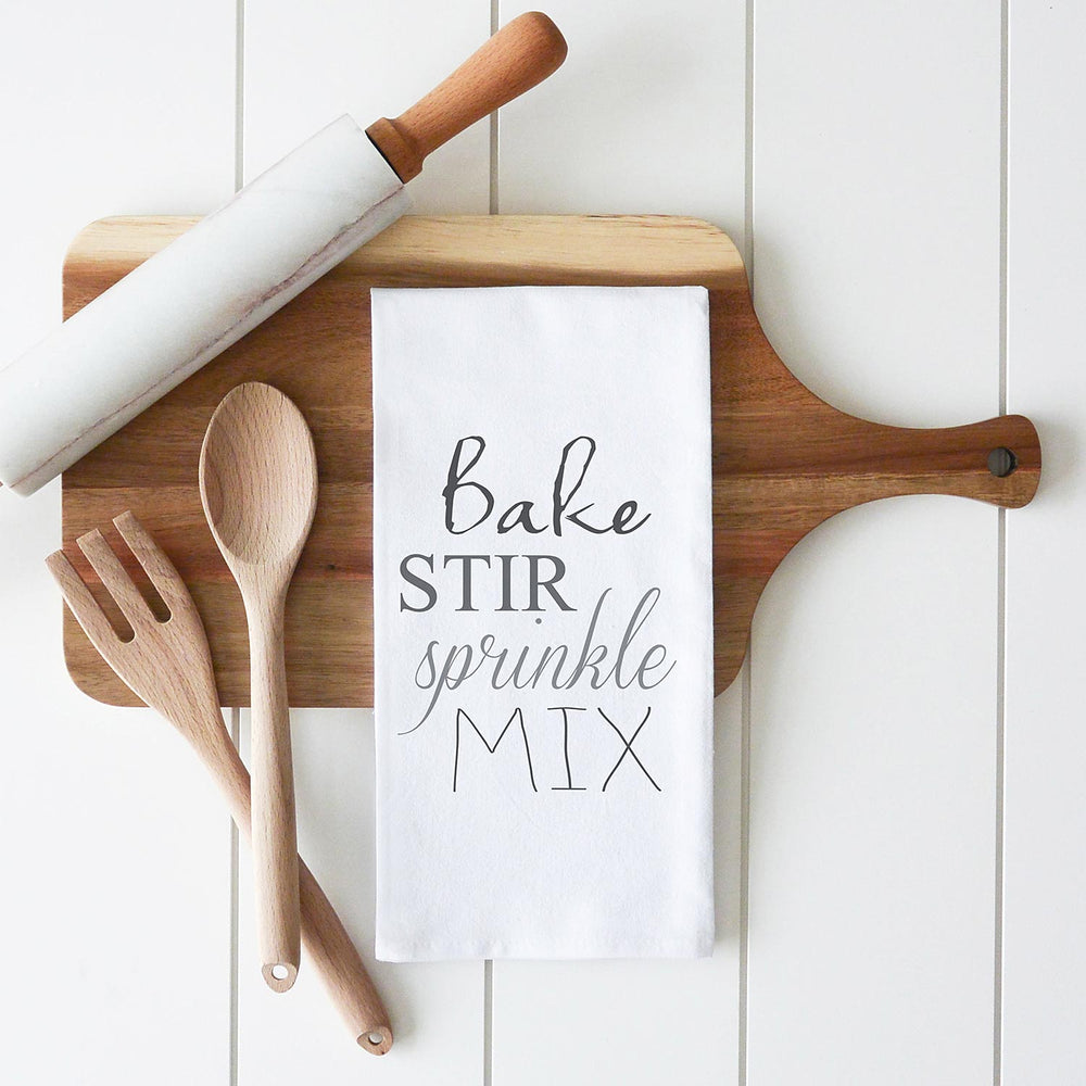 
            
                Load image into Gallery viewer, Porter Lane Home Bake Stir Sprinkle Mix Tea Towel | Made In Washington | Kitchen Gifts For Cooks
            
        
