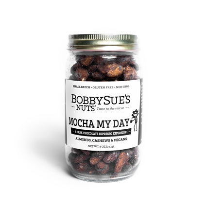 
            
                Load image into Gallery viewer, BobbySue&amp;#39;s Nuts Mocha My Day Jar | Made In Washington | Mixed Nuts | Local Gifts From Monroe, Washington
            
        