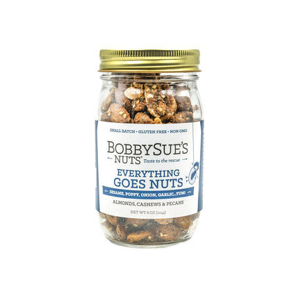 
            
                Load image into Gallery viewer, BobbySue&amp;#39;s Nuts Everything Goes Nuts Jar | Made In Washington | Spiced Nuts
            
        