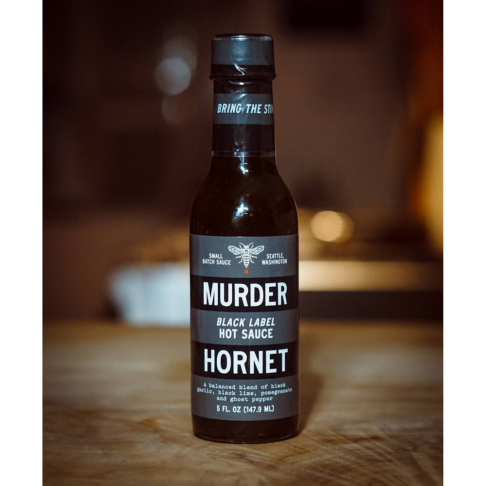 
            
                Load image into Gallery viewer, Murder Hornet Black Label Hot Sauce | Made In Washington |  Fiery Foods
            
        