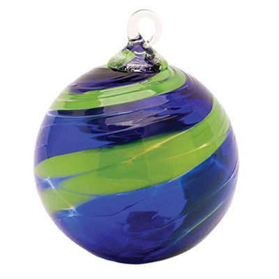Glass Eye Studio | Blown Glass Ornament Sunday Blue | Made In Washington | Glass Art